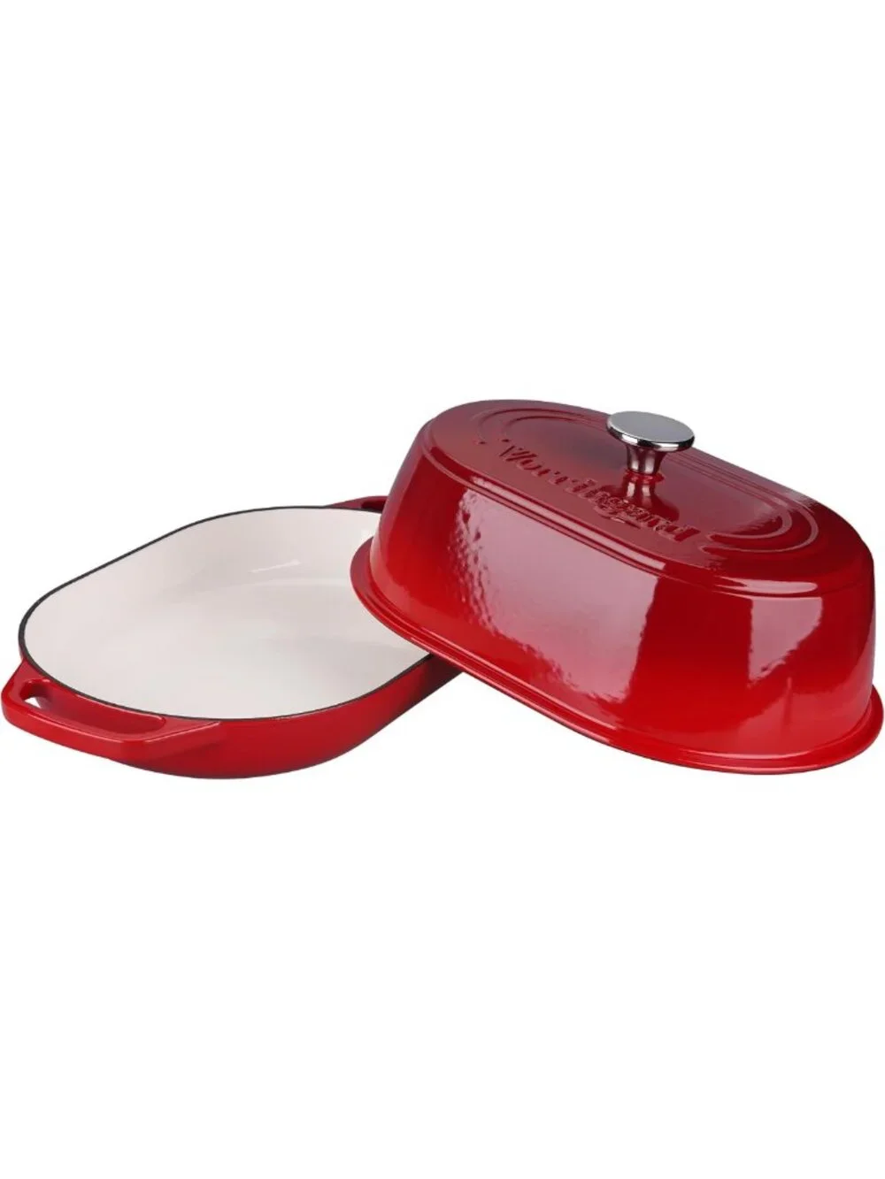 Enameled Cast Iron Dutch Oven with Dome Lid, 6 Quart for Sourdough Baking, Red